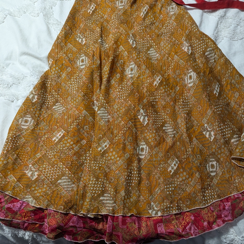 Bohemian Orange Patterned Skirt